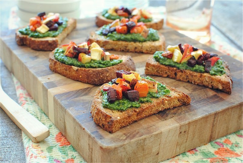 Sage and kale crostini