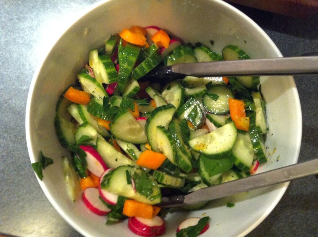 Lemon Cucumber Salad - all mixed up