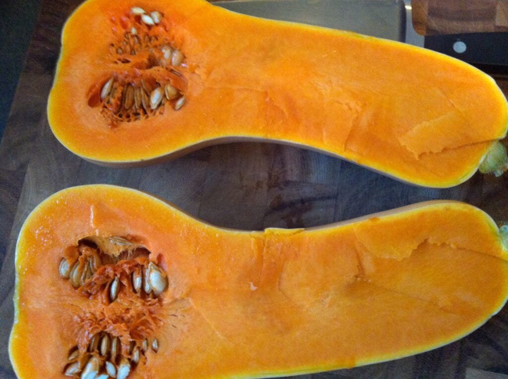 Roasting Butternut Squash - both squash halves