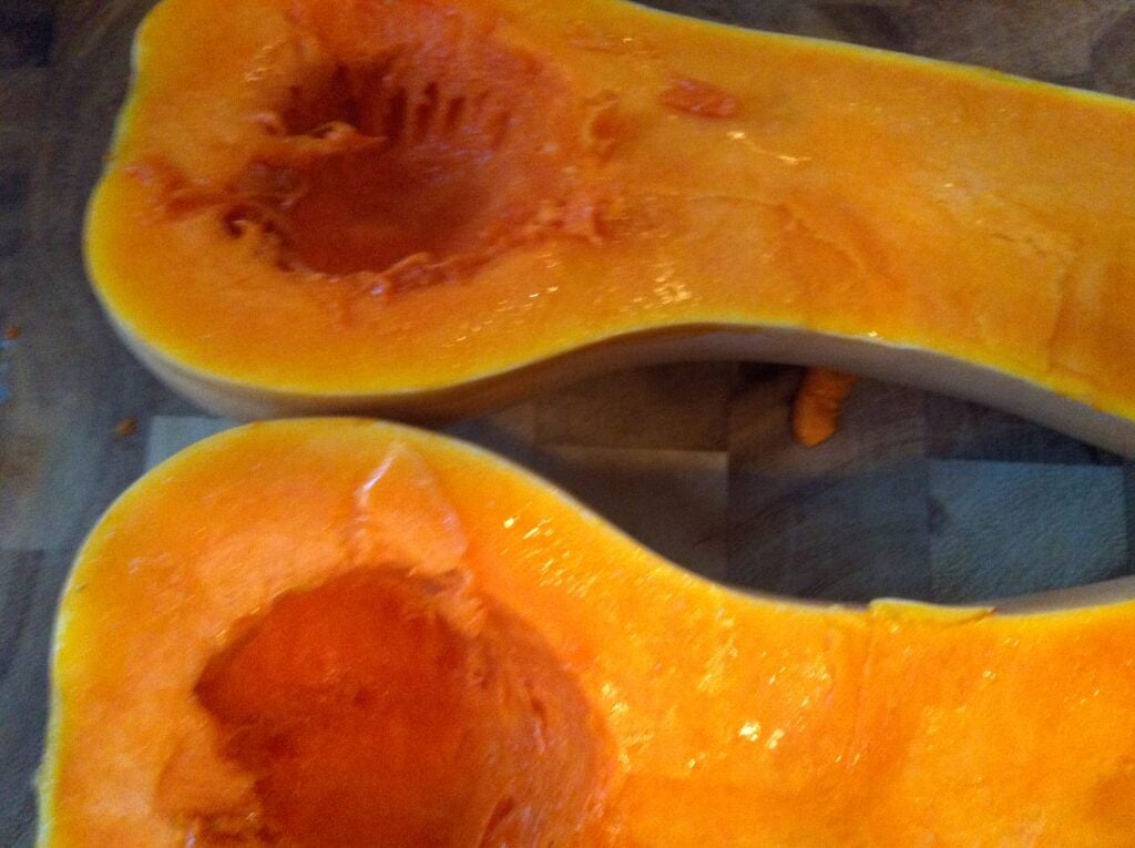 Roasting Butternut Squash - cleaned squash