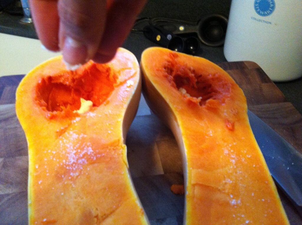 Roasting Butternut Squash - add salt and pepper