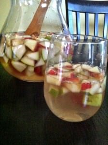pretty glass of White Pear and Apple Sangria