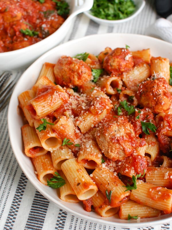 Crockpot Turkey Meatballs with pasta