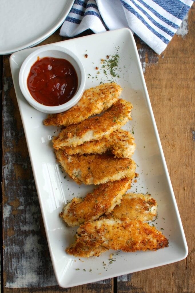 Healthy Chicken Fingers with ketchup