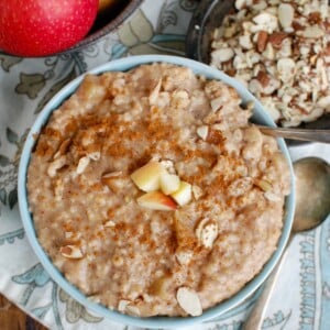 Slow Cooker Steel Cut Oatmeal with almonds.