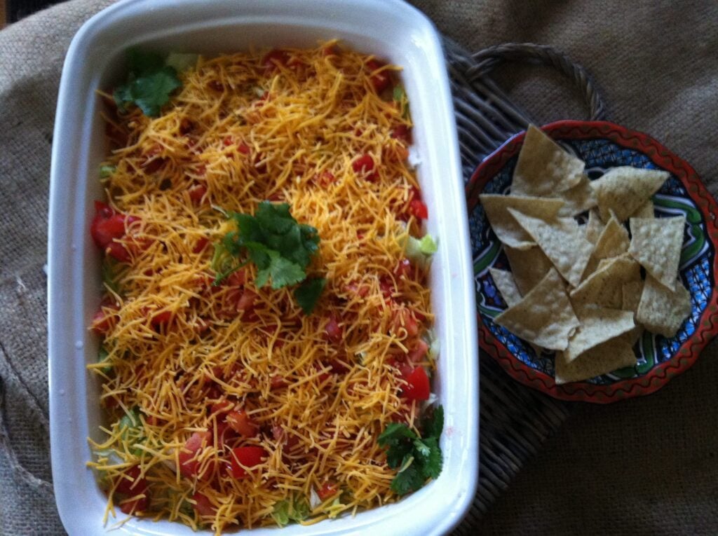 Skinny Seven Layer Dip appetizer