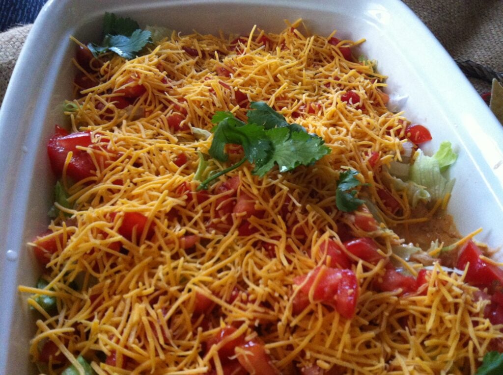Skinny Seven Layer Dip close up