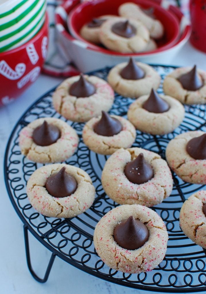 Peanut Butter Blossom Cookies on wire rack