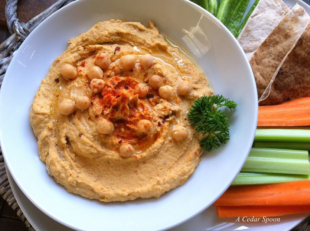 Spicy Hummus and An Edible Mosaic Cookbook Review - A Cedar Spoon