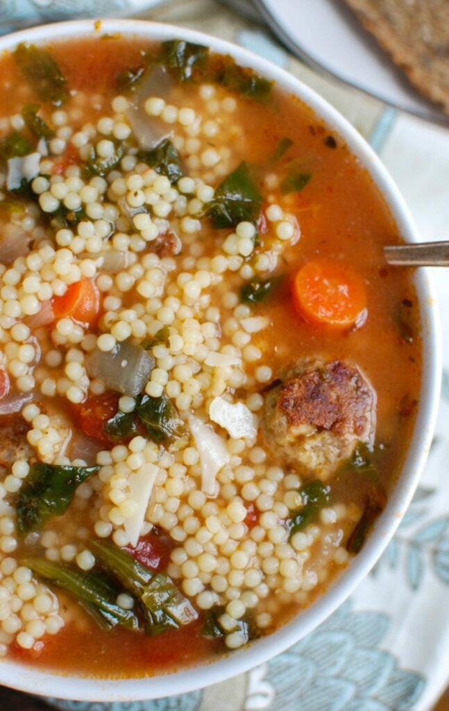  This easy to make Italian Wedding Soup recipe is full of the simple, delicious flavors of healthy greens, vegetables and turkey meatballs in a light broth. If you are looking for comfort food that is lighter and healthier, this is for you! 