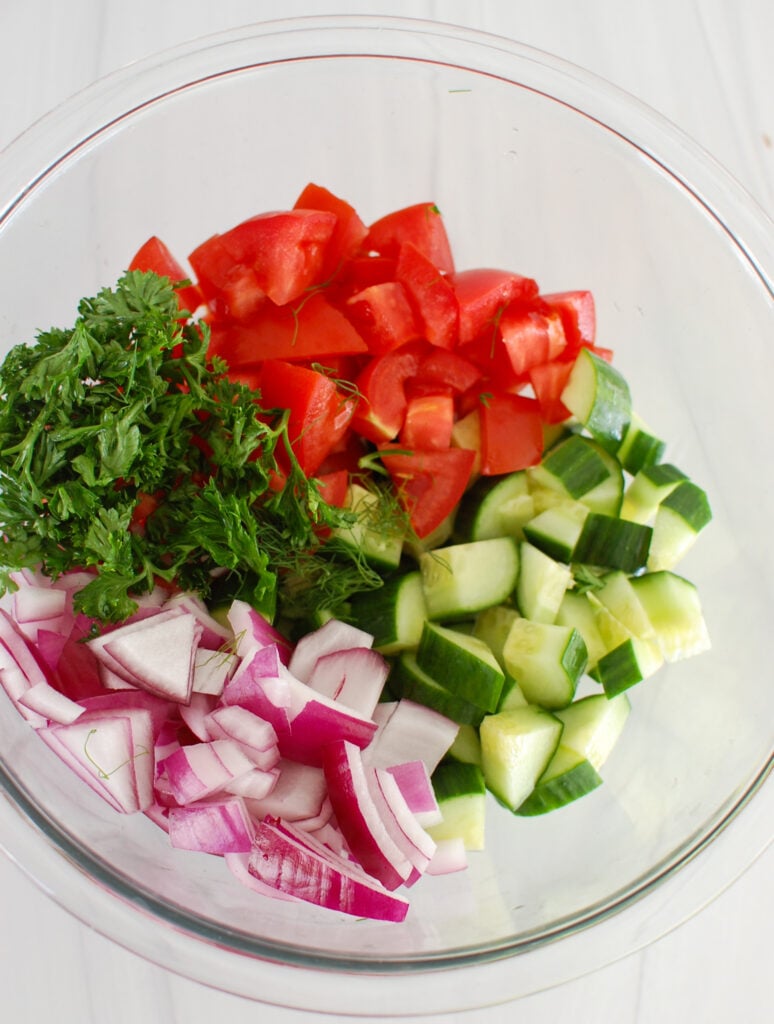Tomato Cucumber Salad with Yogurt Dressing Ingredients 