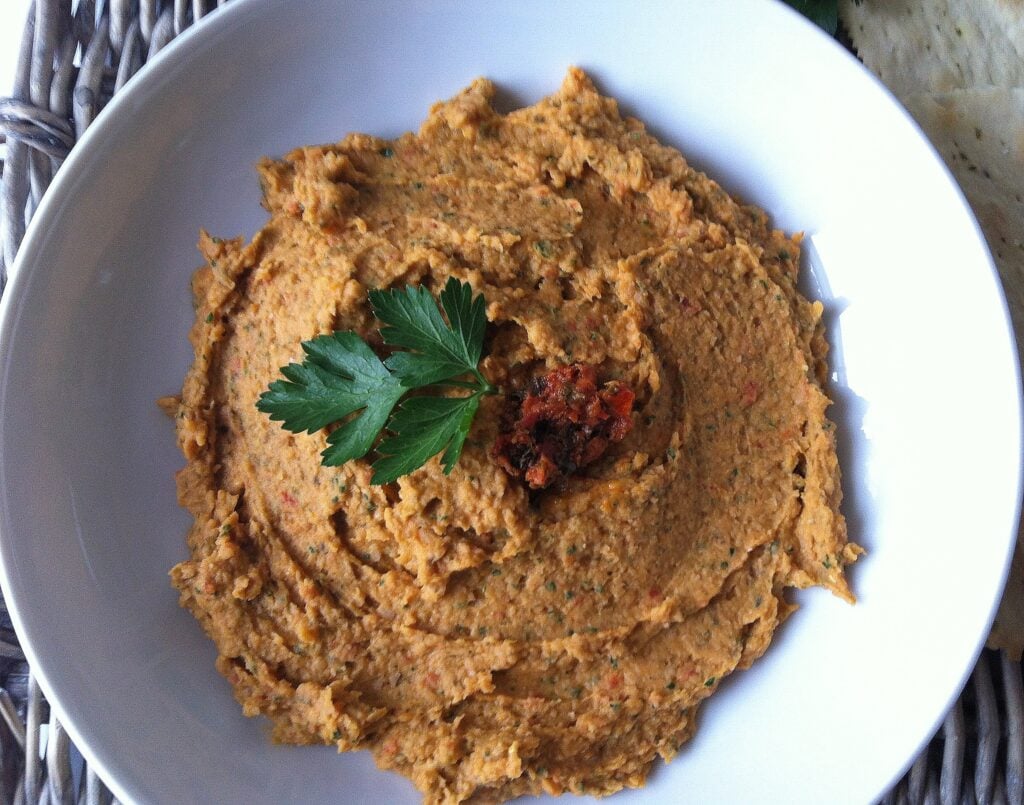 White Bean and Sun Dried Tomato Dip appetizer