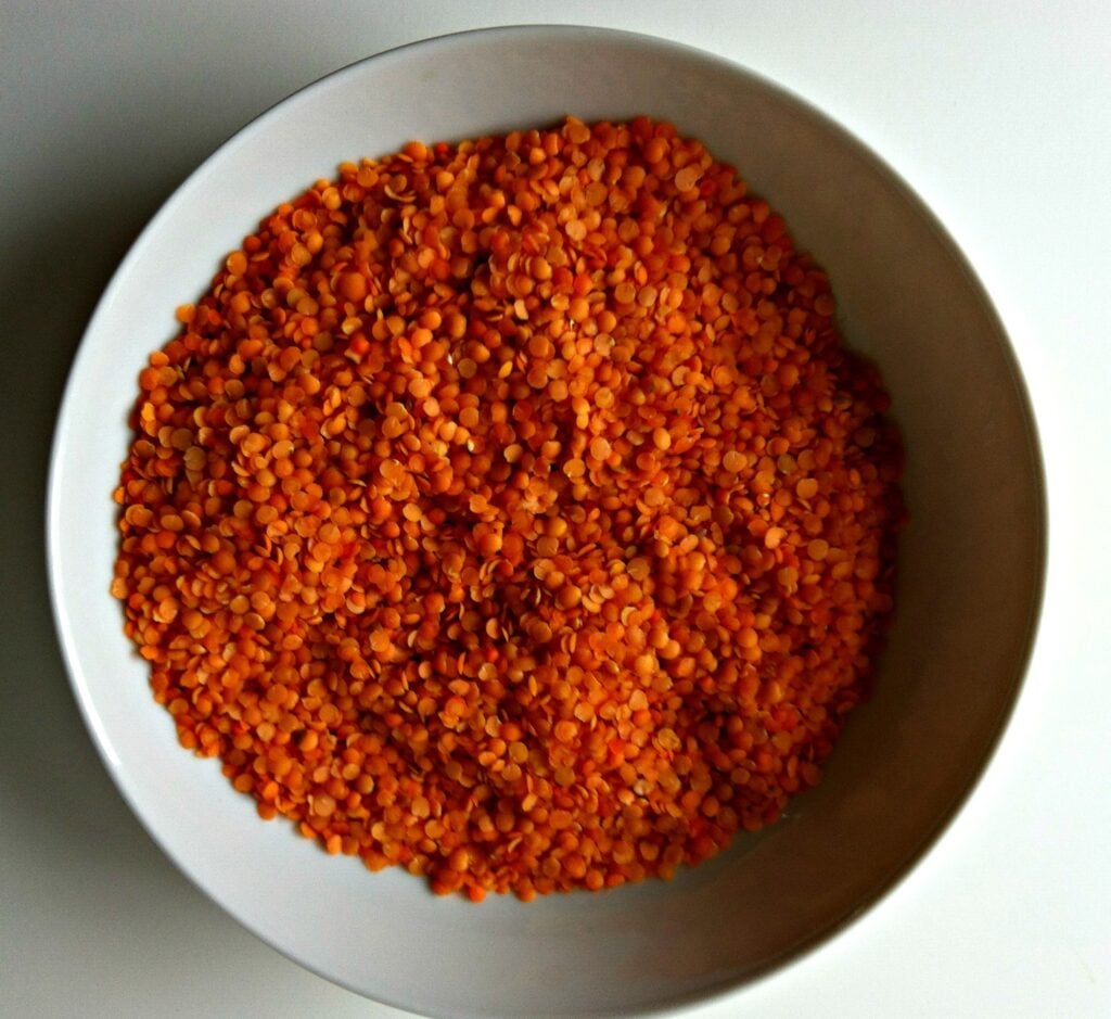 red lentils in white bowl