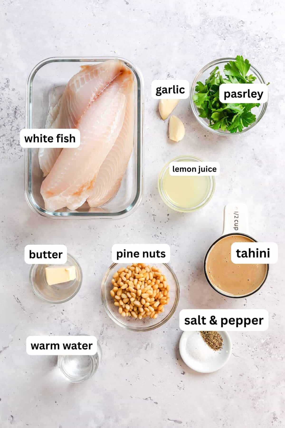 Recipe Ingredients White Fish with Tahini Sauce