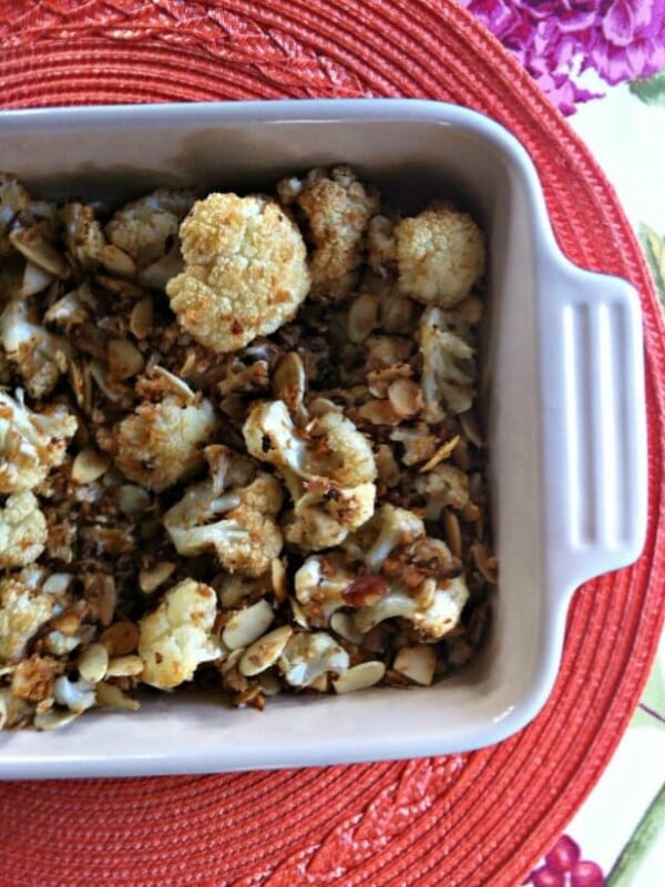 Roasted Cauliflower with Almond Panko Topping from A Cedar Spoon