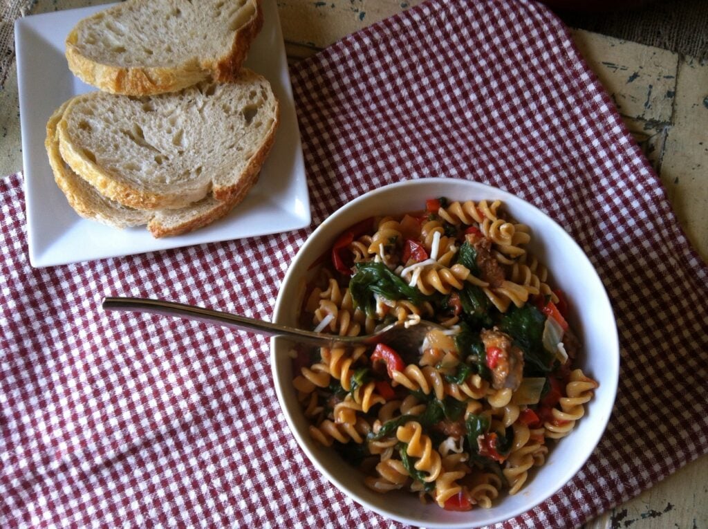 Skillet Sausage and Spinach Pasta meal