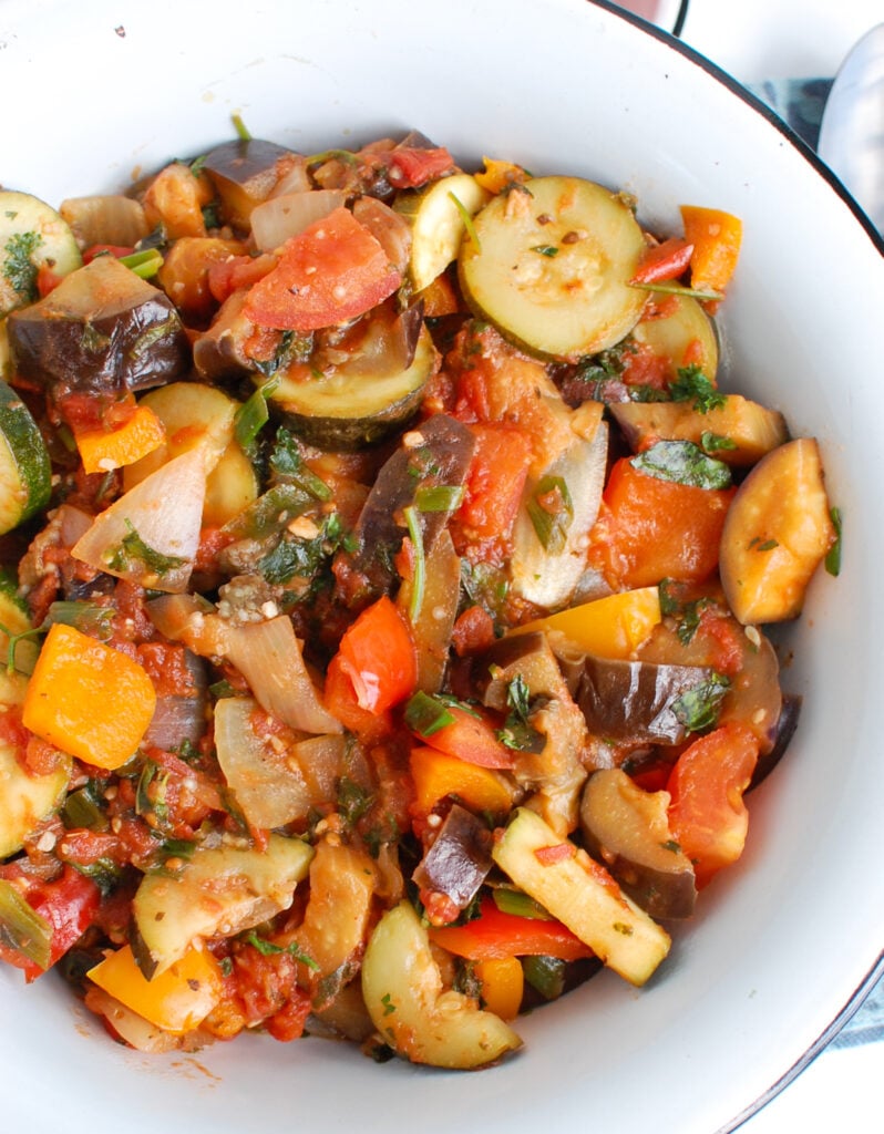 Ratatouille Recipe in white bowl