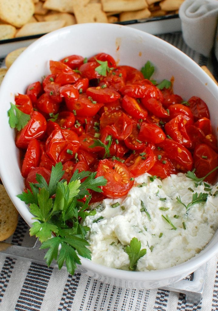 Goat Cheese Dip in white dish 