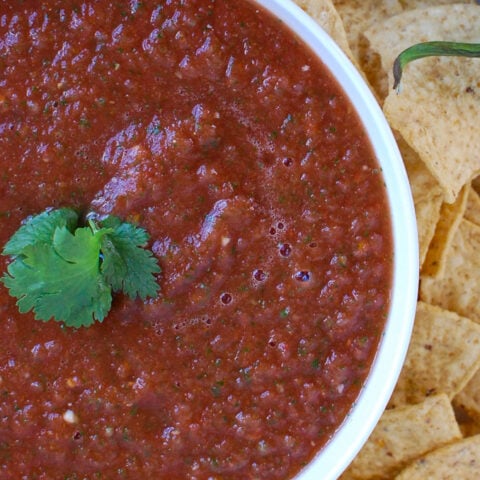 Homemade Salsa in white bowl