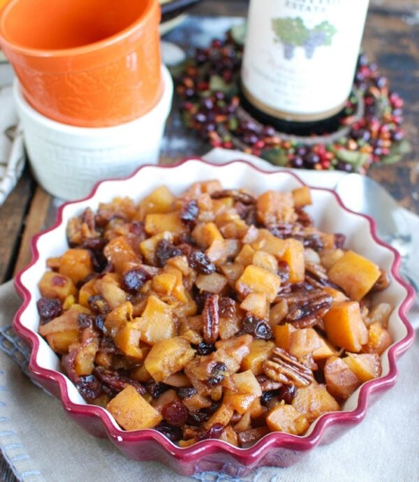Butternut Squash Apple Bake with wine