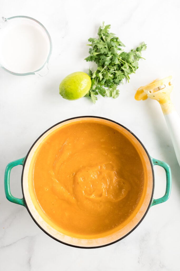 Curried Butternut Squash Soup in pot