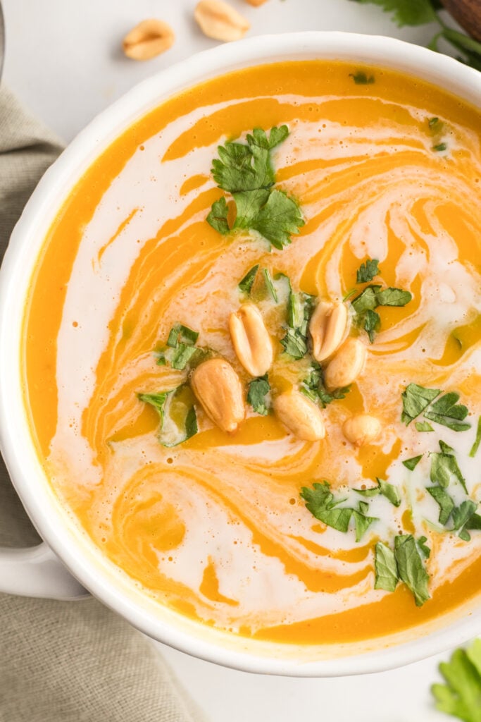 Curried Butternut Squash Soup with cilantro