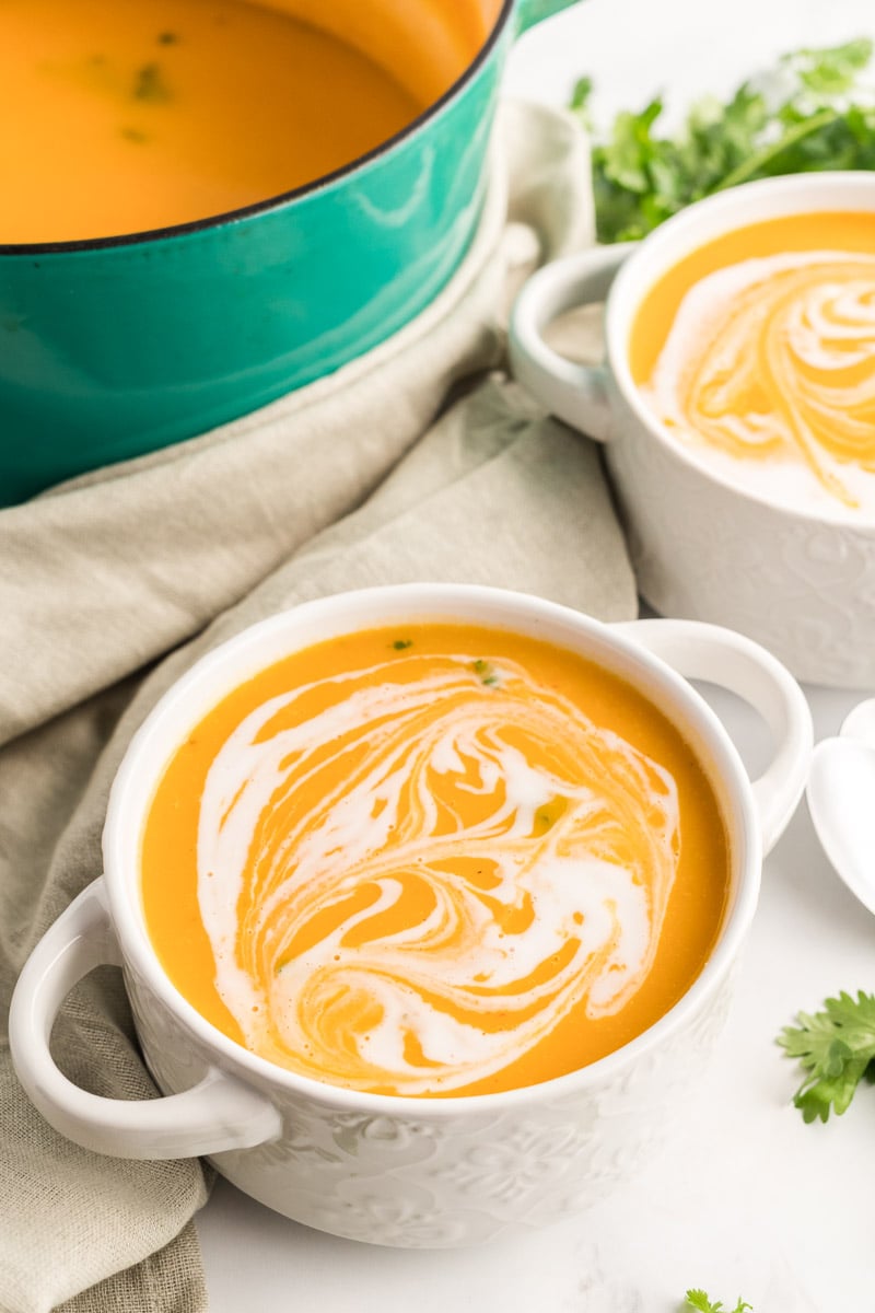 Curried Butternut Squash Soup with coconut milk. 