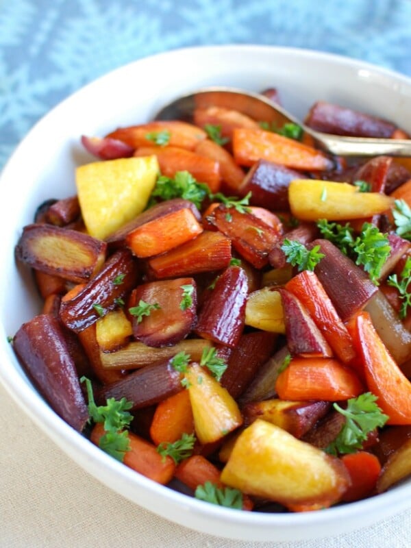 Balsamic Carrots in White Bowl