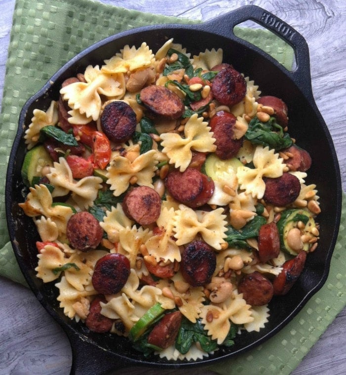 Smoked Sausage Pasta w/ White Beans, Spinach, and Toasted ...