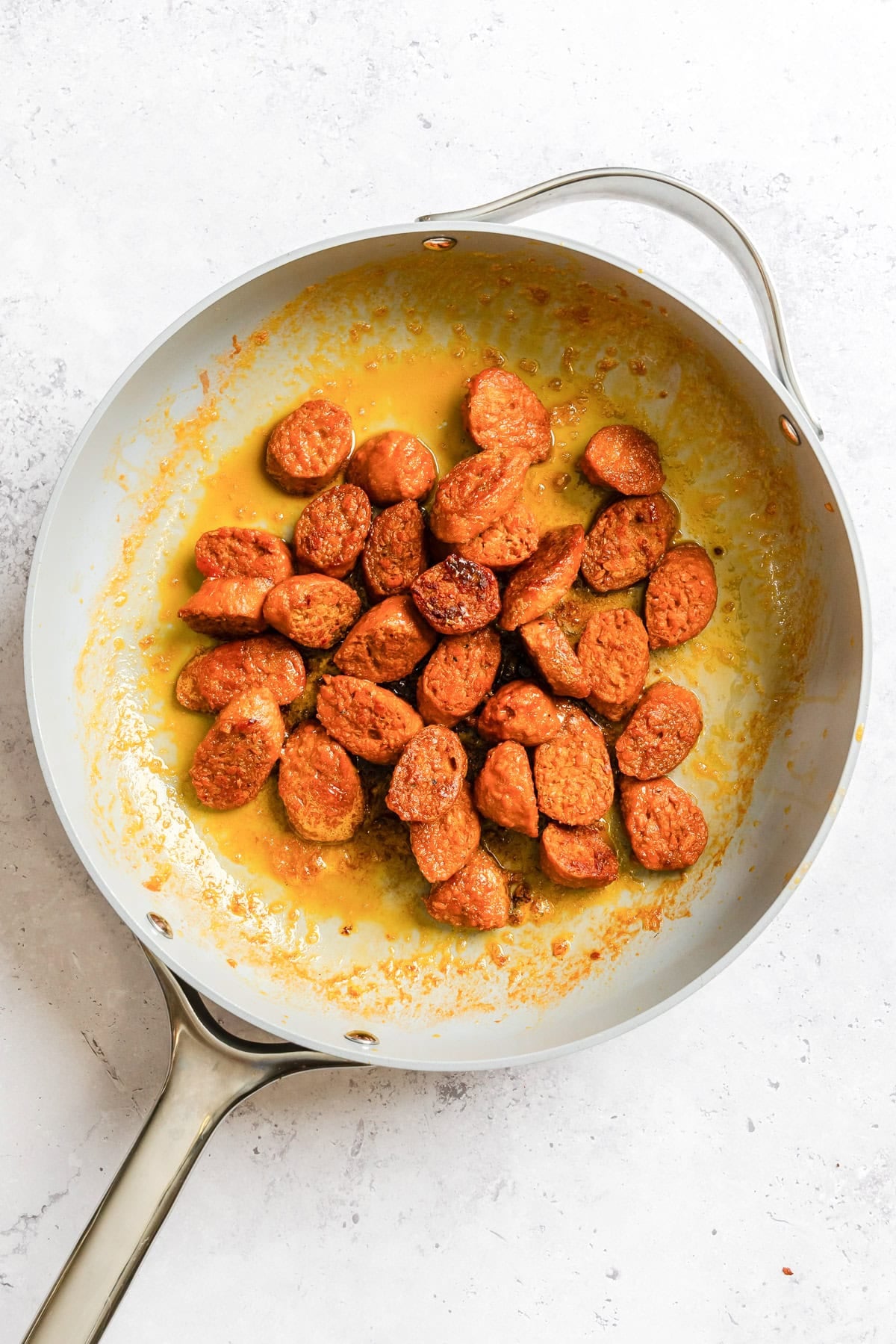 Sausage in a skillet 