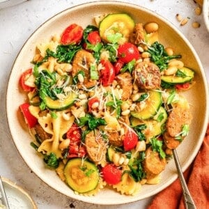 Easy Sausage Pasta with pine nuts