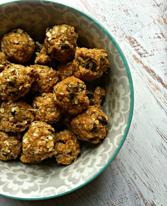 Peanut Butter Coconut Oatmeal Bites in bowl