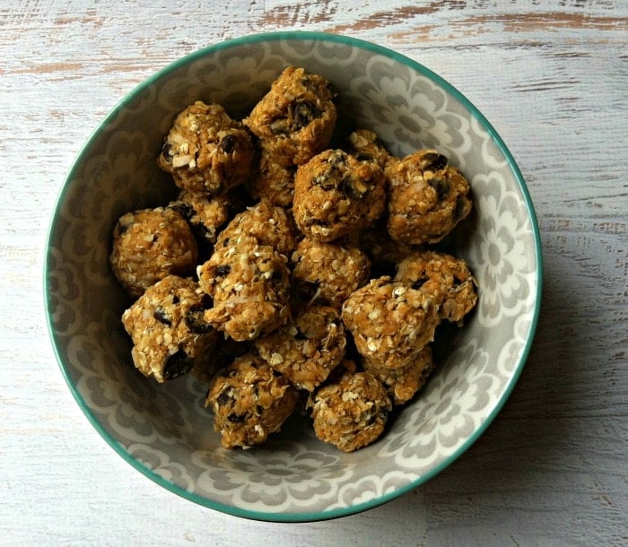 Peanut Butter Coconut Oatmeal Bites in a bowl 