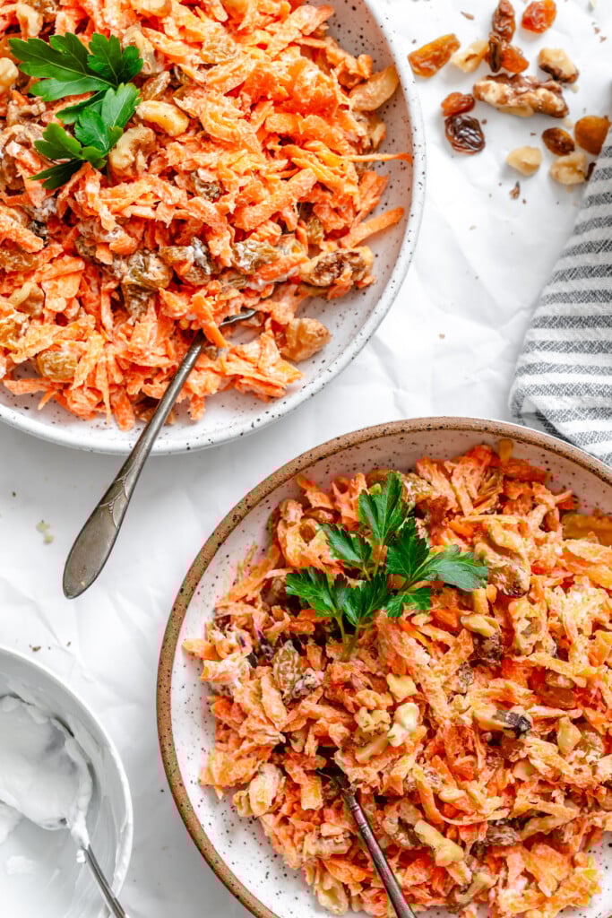 Carrot Raisin Salad two bowls 