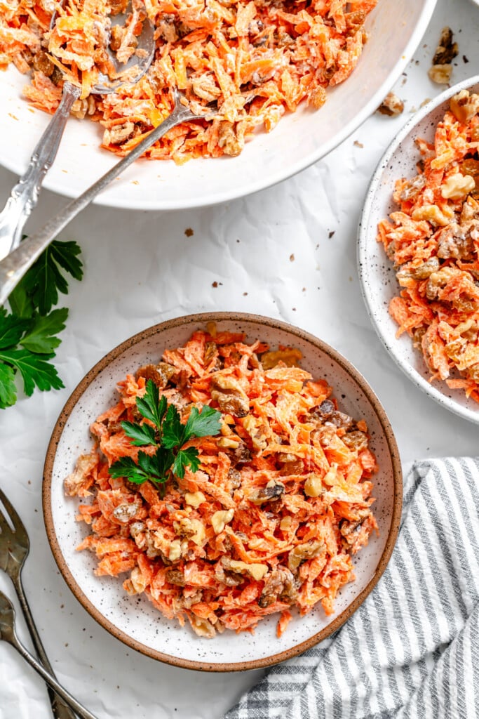 Carrot Raisin Salad  in two bowls 