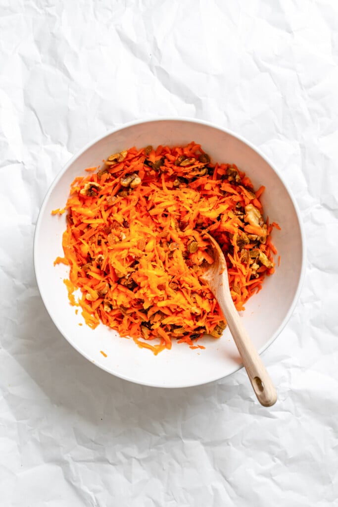 Carrot Raisin Salad in a bowl 