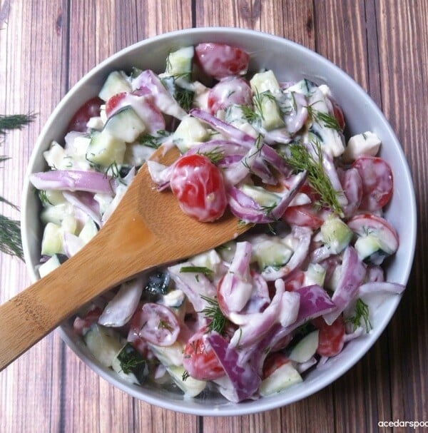 Cucumber Tomato Salad with Dill Yogurt Dressing