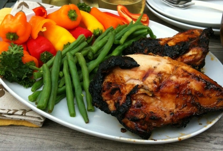 Spiced Honey Lime Grilled Chicken on a white plate 