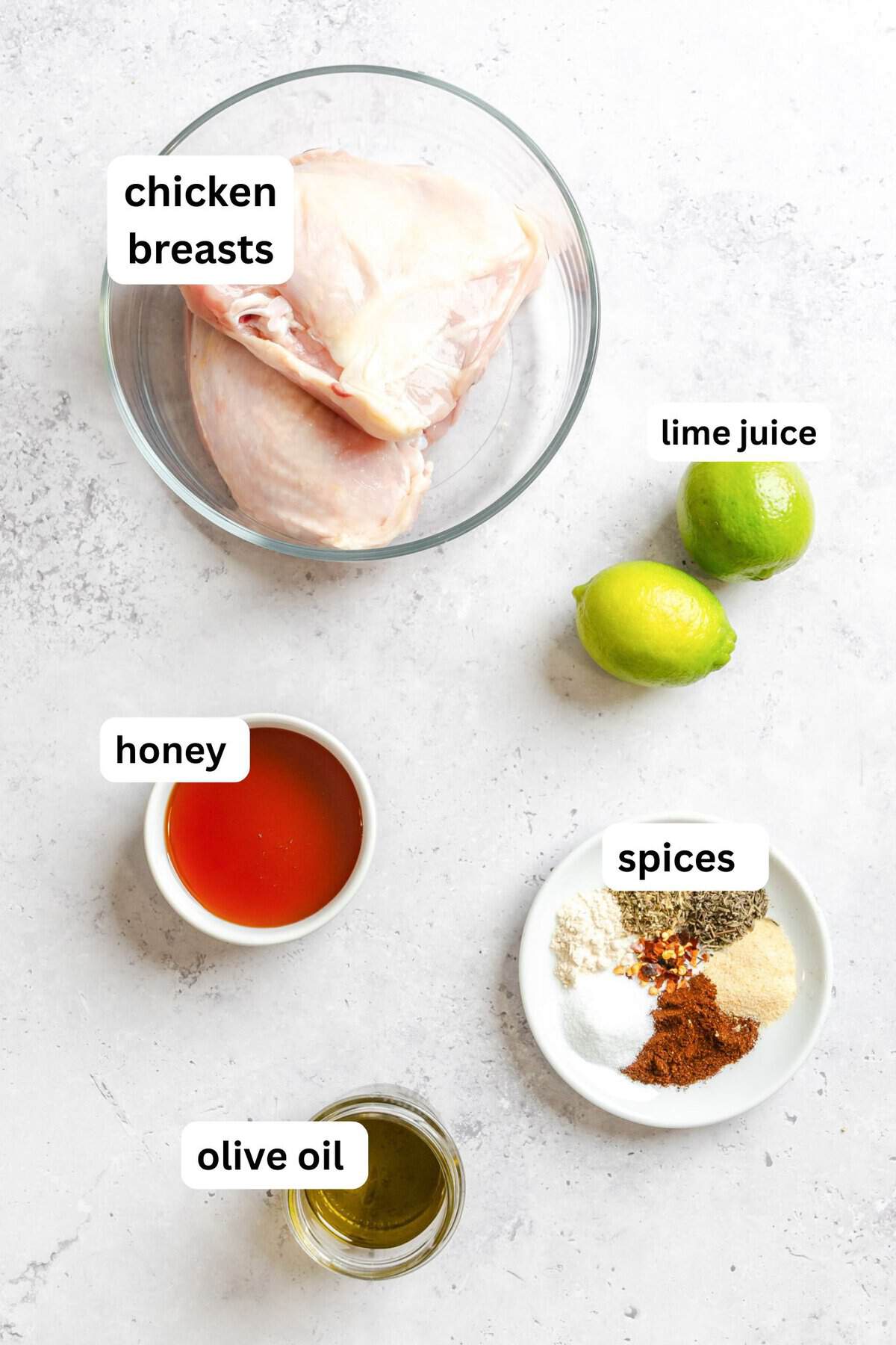Recipe Ingredients for Spiced Honey Lime Chicken