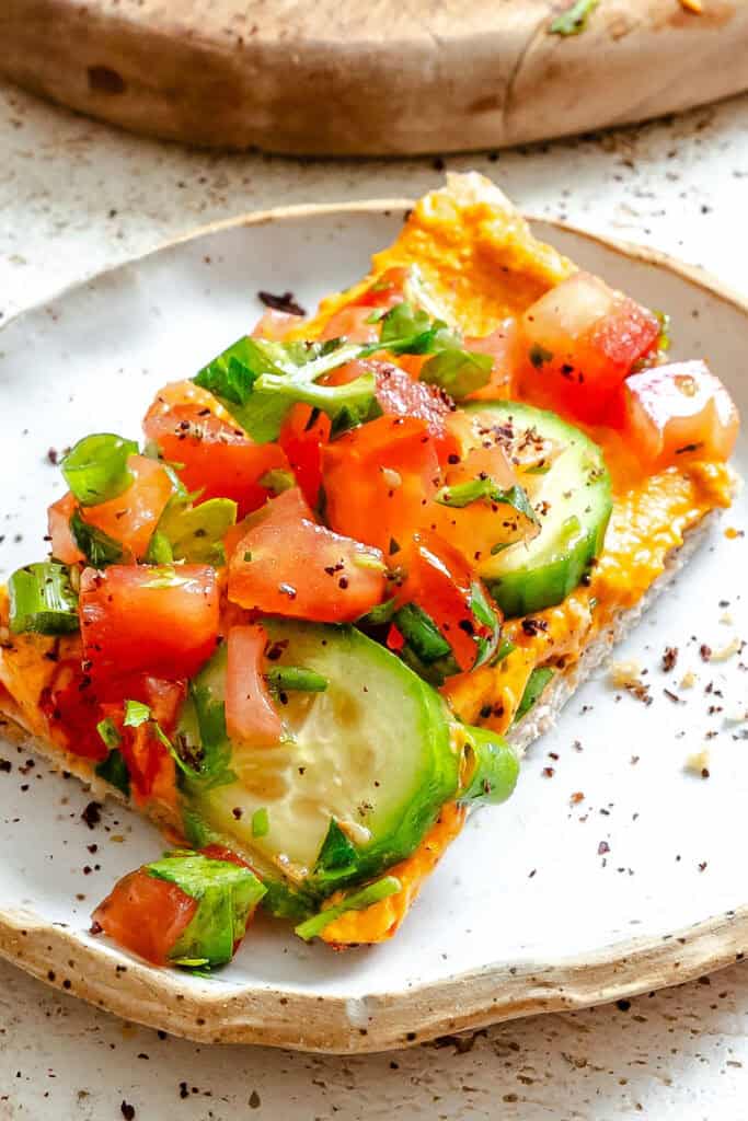 Mediterranean Naan Pizza on a plate