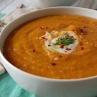 Instant Pot Lentil Soup White Bowl