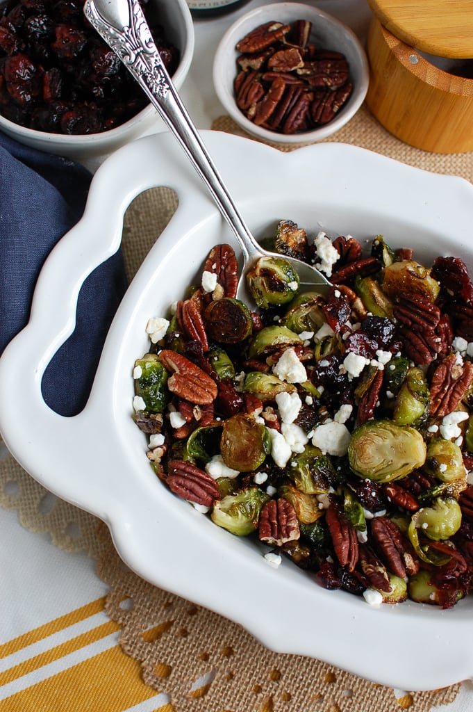 Brussels Sprouts with Cranberries with goat cheese