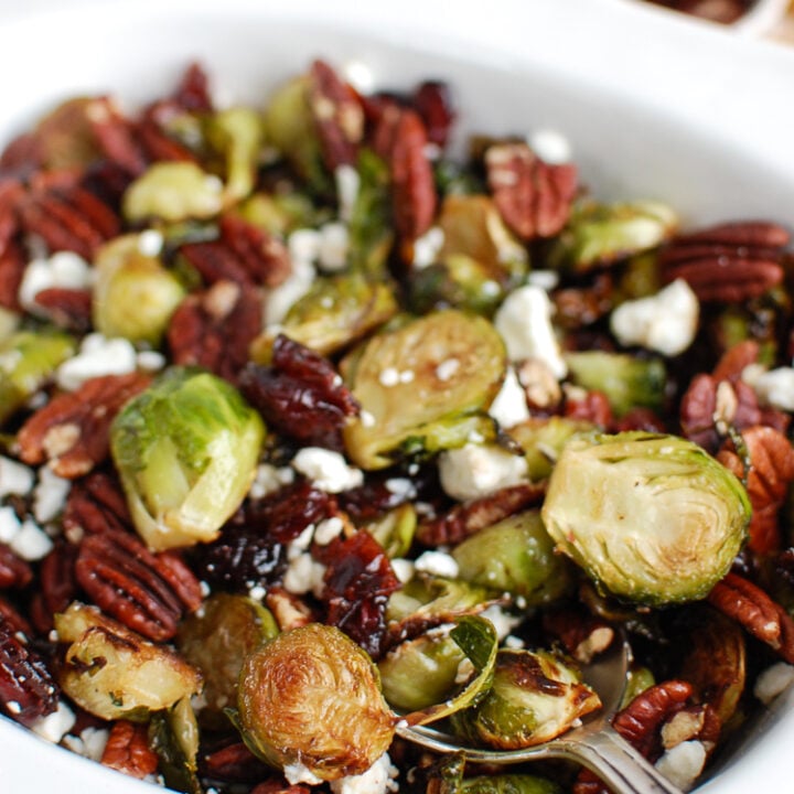 Brussels Sprouts with Cranberries with spoon