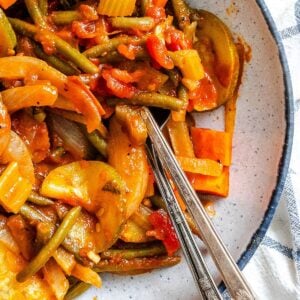 Lebanese Vegetables on a white plate