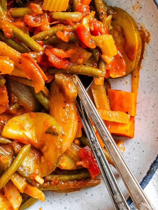 Lebanese Vegetables on a white plate