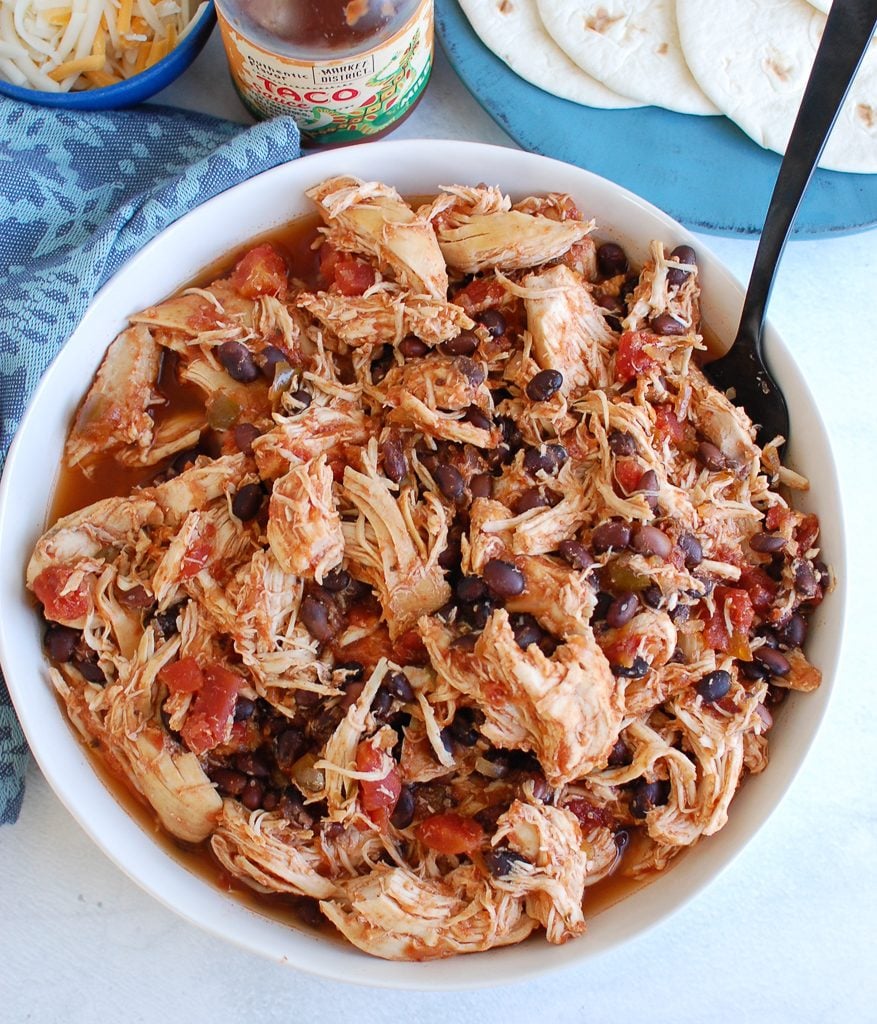 Slow Cooker Shredded Chicken with fork 