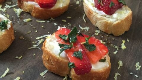 Strawberry Mint Crostini with Lemon Honey Drizzle
