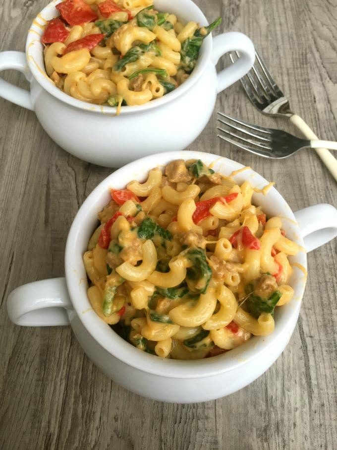 Sausage Roasted Red Pepper and Gouda Macaroni and Cheese