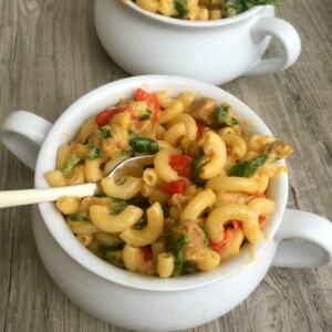 Sausage Roasted Red Pepper and Gouda Macaroni and Cheese