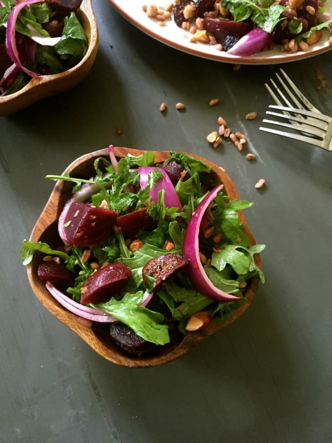 Farro Roasted Beet Arugula Salad